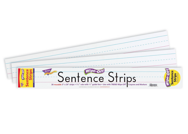 White Wipe-Off® Sentence Strips 24"
