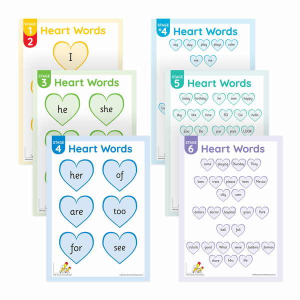 Heart Word Posters Stages 1-7